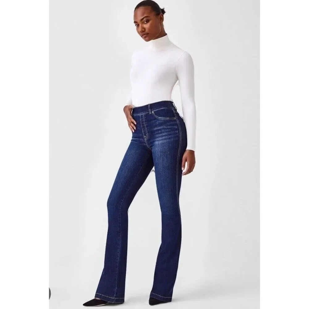 SPANX Dark Blue Boot Cut Jeans - Picture 1 of 10